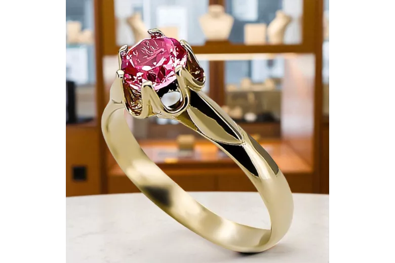 14K Yellow gold Ruby Ring Vintage style vrc122y